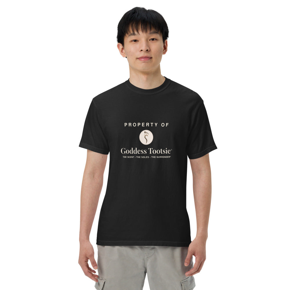 Property of Goddess Tootsie® — Men’s Black Heavyweight T-Shirt